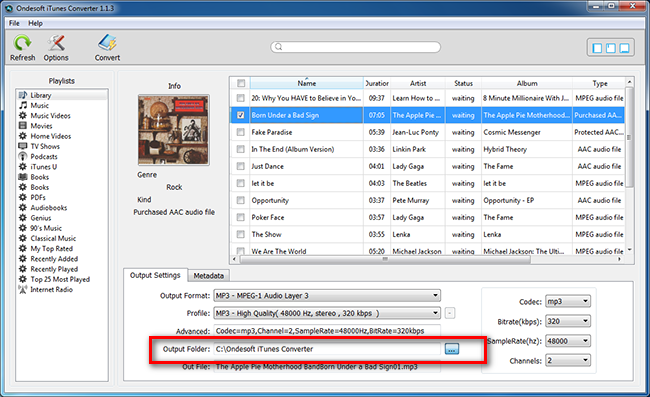 Apple Music Converter - Set Output Folder