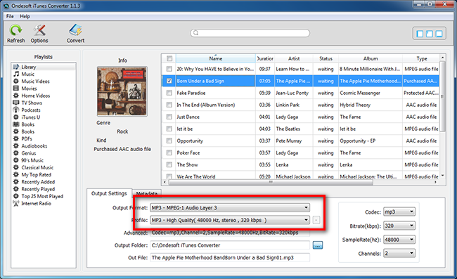 Apple Music Converter - Select Output Format