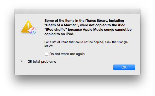Apple Music funktioniert nicht mit dem iPod nano und iPod shuffle