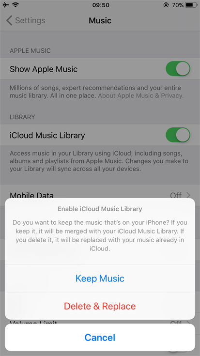 iCloud Music Library Can't be Enabled