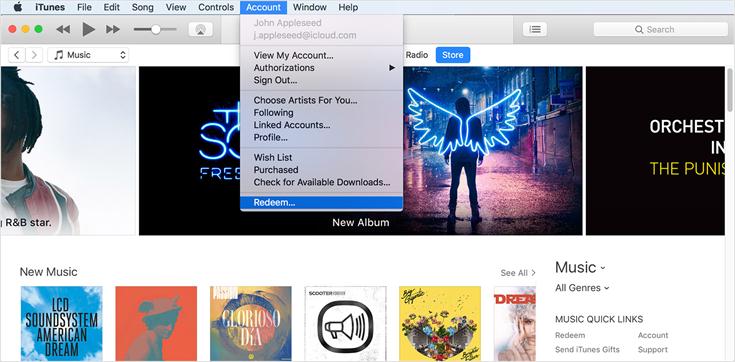 Redeem the Apple Music Gift Card on Mac or PC