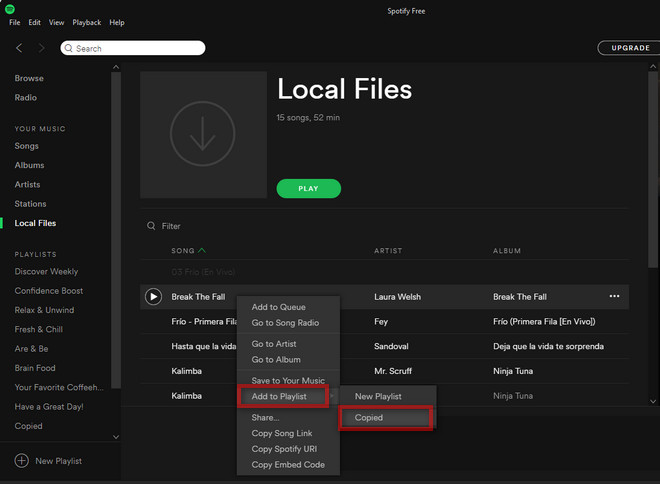 adding music from pc to spotify
