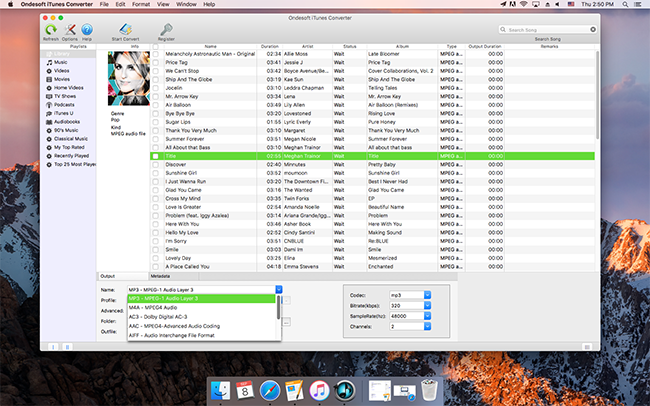 Select MP3 as Output Format and transfer to usb